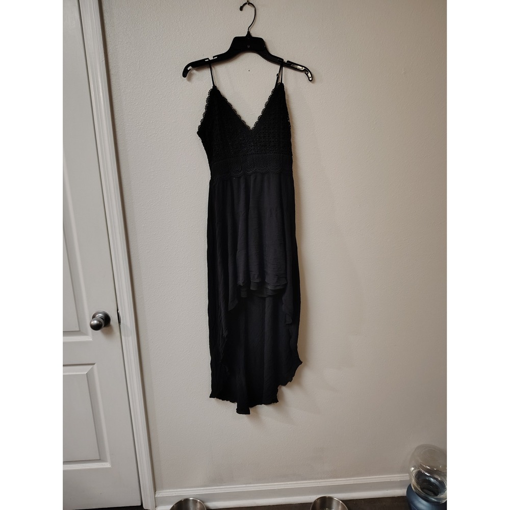 Rue21 Womens Black Lace Crochet High Low Dress Boho Sleeveless Large